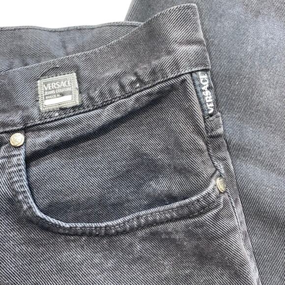 Vintage 90s Y2K Versace Jeans Couture Black Straight Leg Denim Pants 34x35 Italy - Picture 3 of 9
